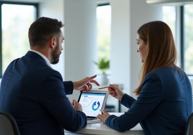 Consultant discussing financial charts with a client